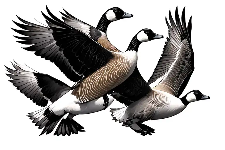 Geese Flying Up In A Line