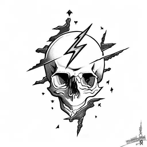 Skull And Lightning Bolt
