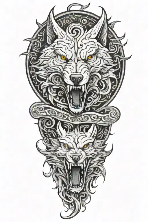 Fenrir Wolf And Jormungandr