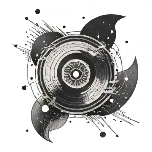 A Fusion Of A Vinyl Record Spinning In Space With Constellations As The Grooves