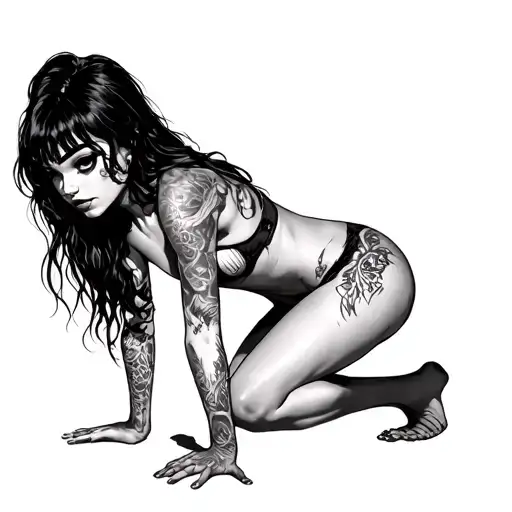 Cocaine Girl Crawling Full Body Little Lines