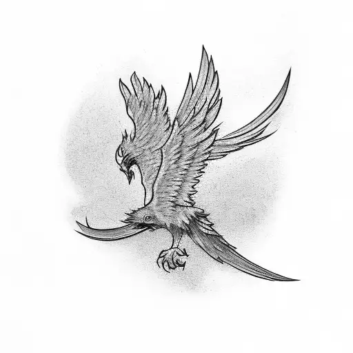 A Phoenix Soaring Above Ocean Waves