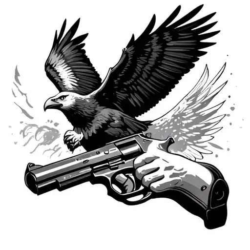 Handgun Shooting Out A Eagle With Someone Name Flying With It