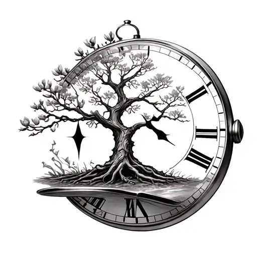 Tree Of Life Budding Into A Broken Pocket Watch