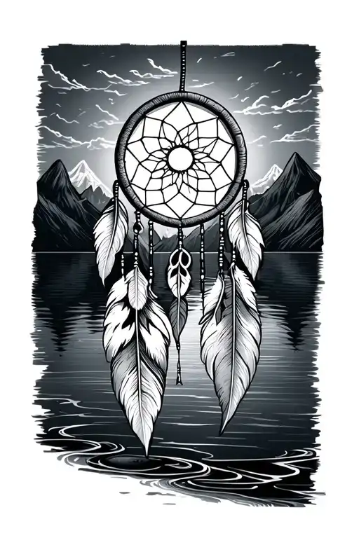 Dream Catcher With Water And Mountains