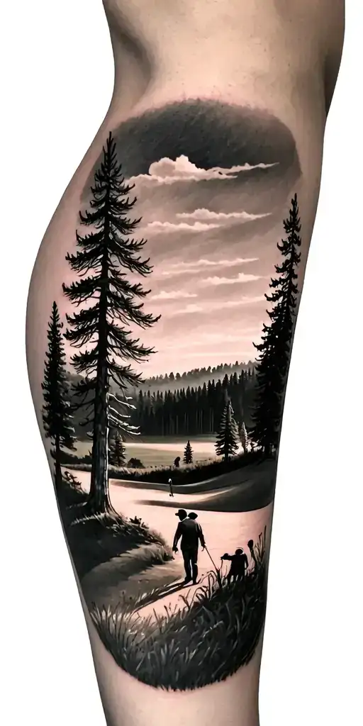 Pine Forest And Family On Golf Course And Ansel Adams And Time