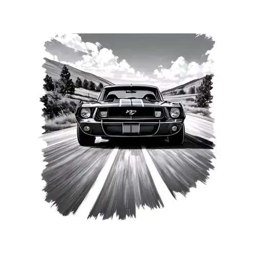 Ford Mustang Driving Down The Road