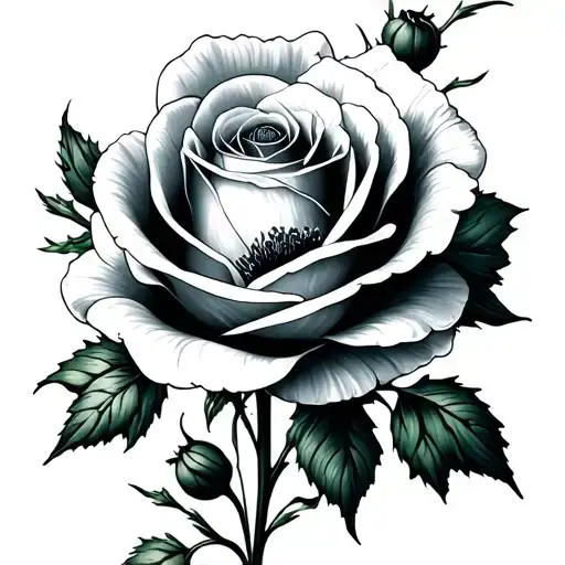 White Rose And Green Poppy Flower