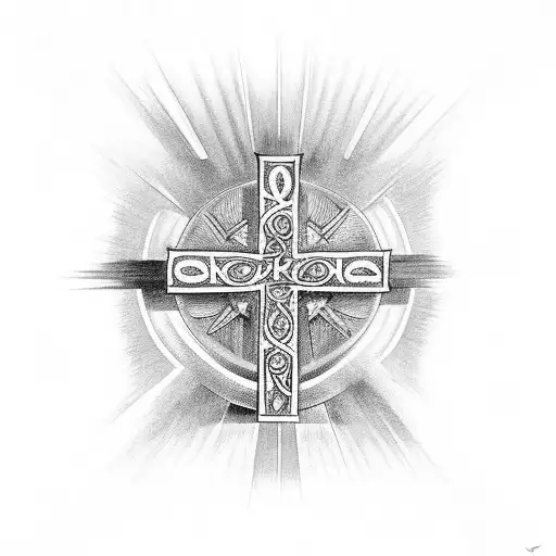 Christian Cross With Banner Written In Latin Christ Is King