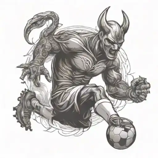 A Fierce Devil Rojo Player In Action On The Soccer Field