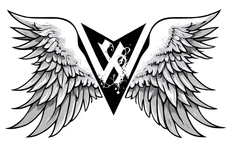 Simple Wings With A Fancy V In The Middle And Some Abstract Hidden Art Within The V