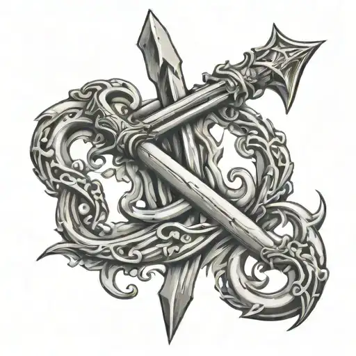 Poseidon's Trident With An Anchor At The Handle