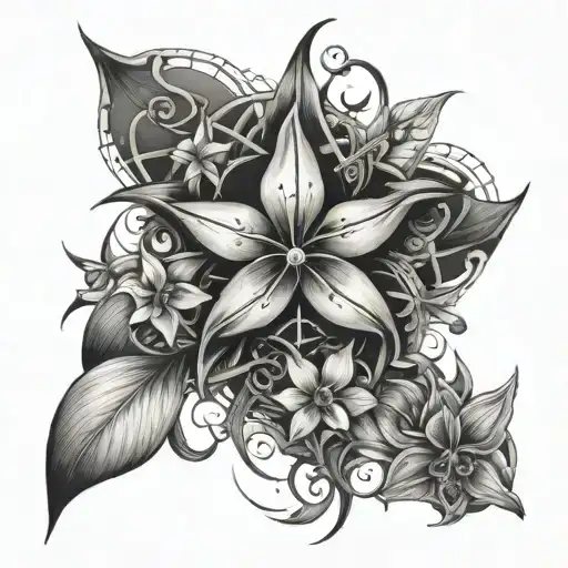 Chaos Star And Orchid Half Sleeve