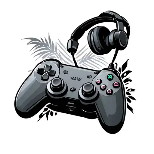 A Gaming Controller With A Sine Of A Gamer Headset And Holding