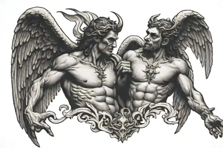 Satan And Angel Creation Of Adam Style