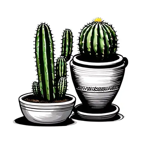 Cactus And Artisanal Pot