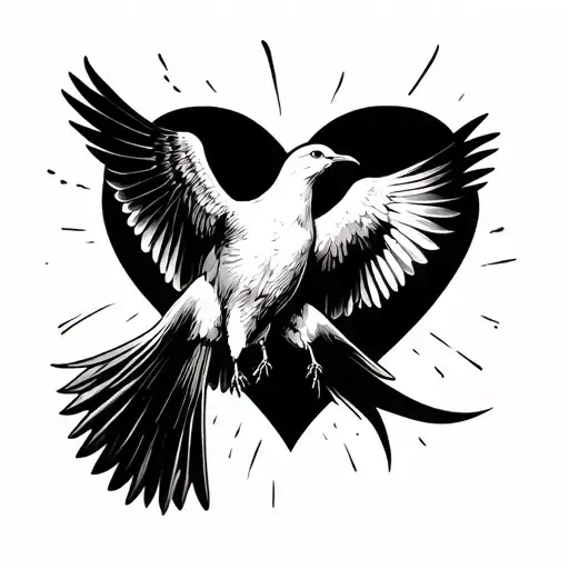 Heart With One Dove Inside Simple