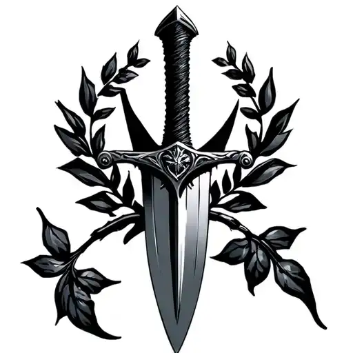 Broken Sword With Laurels Around The Handle