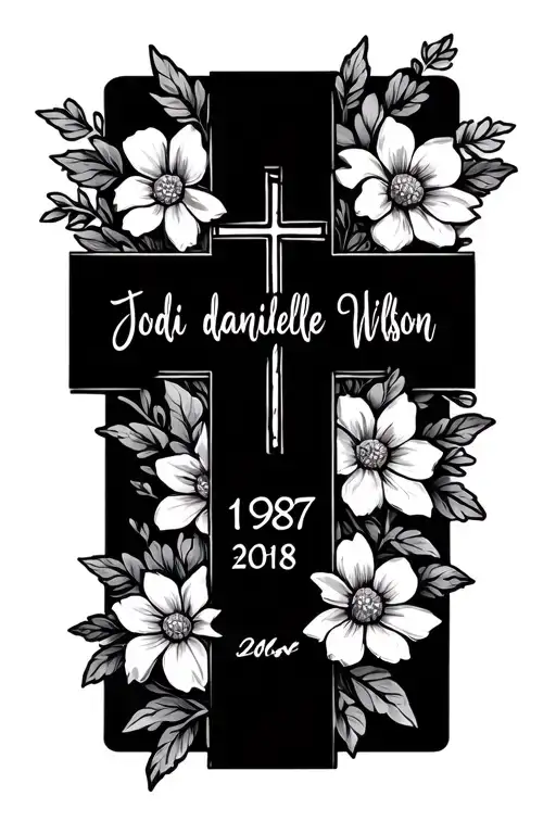 Cross With Flowers With Jodi Danielle Wilson Written With The Date 1987-2018