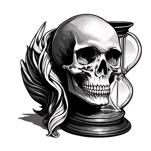 Skull Hour Glass With Statue