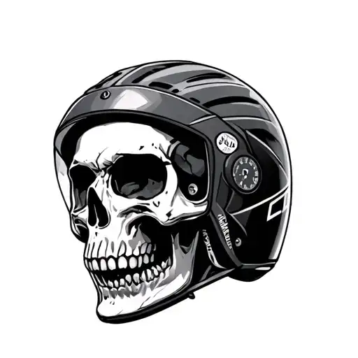 Skull Wearing Time Trial Helmet