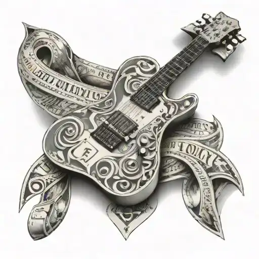 A Guitar Made Out Of Racing Dollar Bills
