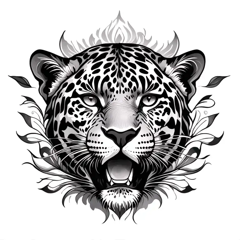 Tattoo Fine Lines Ornaments Sunrise Black Leopard