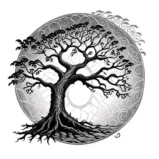 Traveller's Tree And Tree Of Life Intertwined