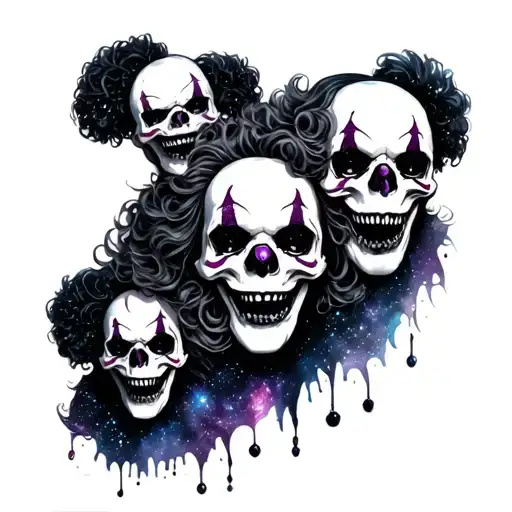 Clowns And Skulls With Galaxy Filled