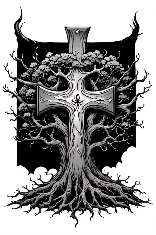 Cross Surrounded By A Poison Tree Growing