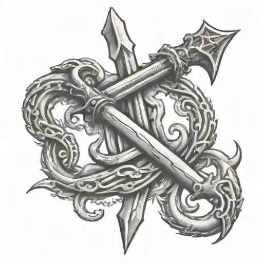 Poseidon's Trident With An Anchor At The Handle