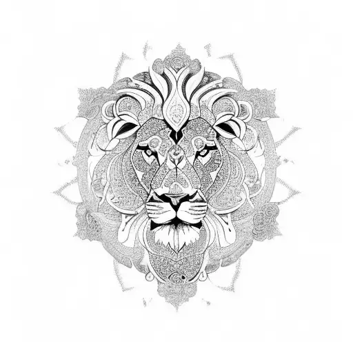 An Intricate Mandala With The Silhouette Of A Lion In The Center