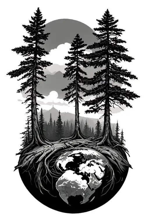 Bald Cypress Inside Earth Symbol