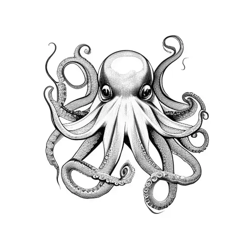 Octopus With Hourglass And Roses And Flowers