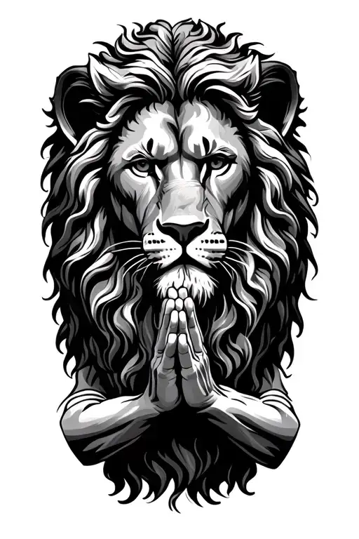 Spiritual Lion Jesus Praying Hands