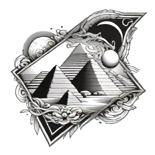 Greece Egypt Pyramid Moon