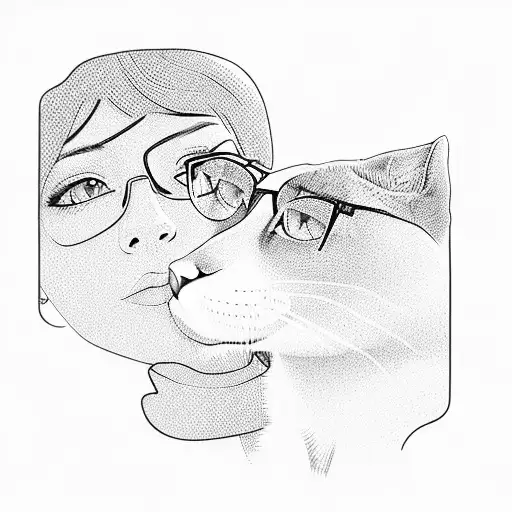 A Woman With Glasses Kissing A Cat