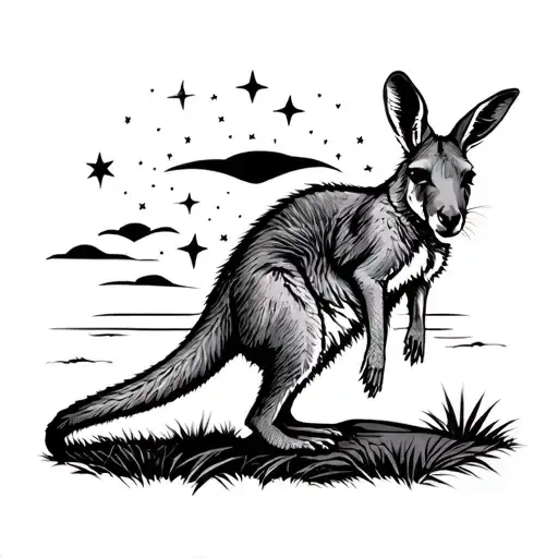 Australia Kangaroo Sunset Sky Full Of Stars