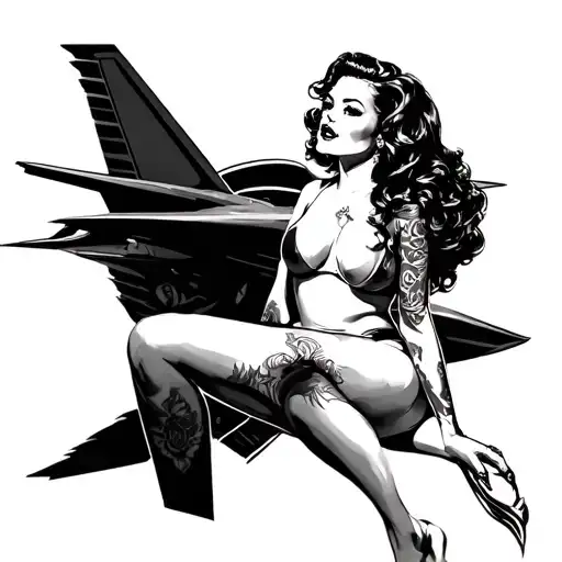 Black Pin Up Girl On A F 18