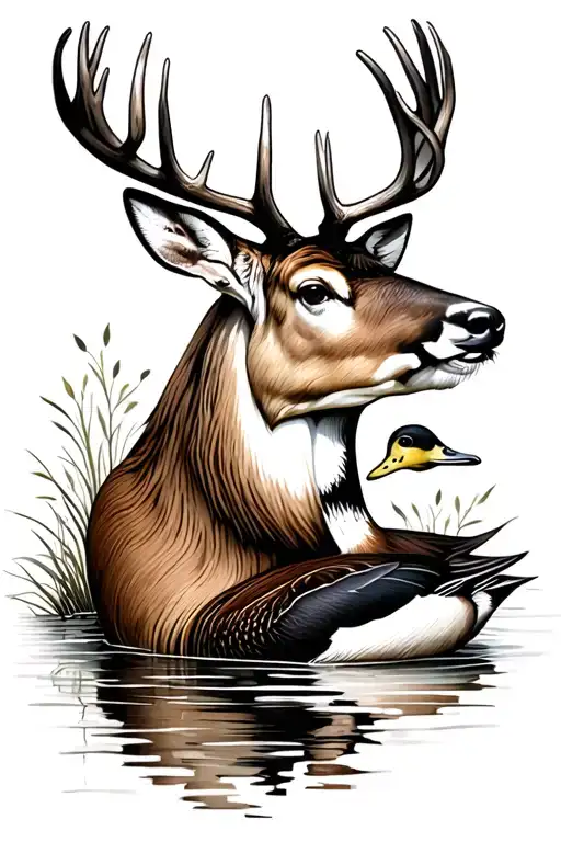 Whitetail Deer And Ducks