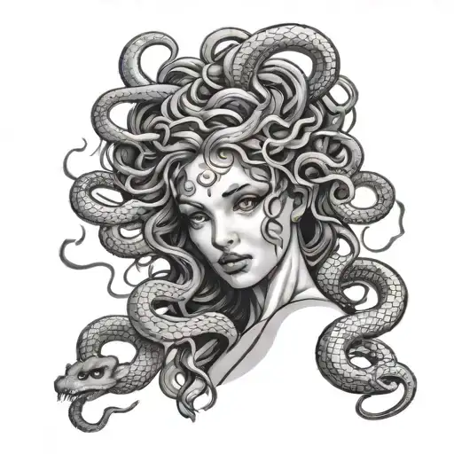 Medusa And Snakes Wrapped Eyes Surrounded
