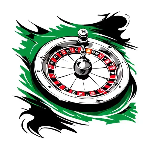 Roulette Wheel With Ball On Green