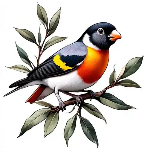 Gouldian Finch On Olive Tree Branch