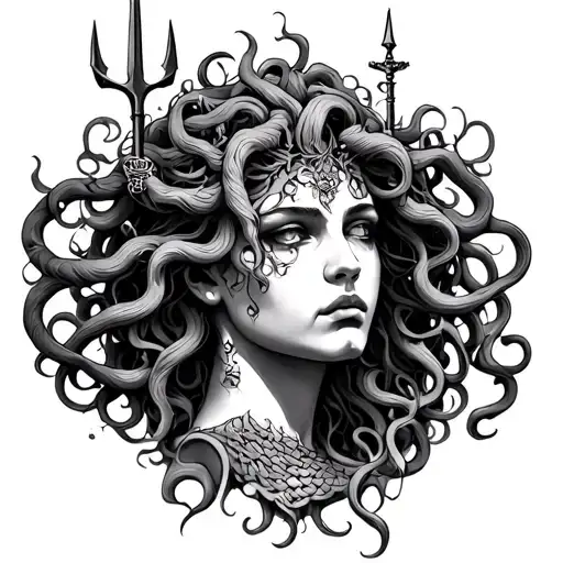 Medusa With Trident And Scale