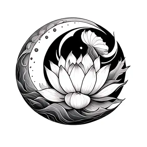 Lotus Flower Crescent Moon