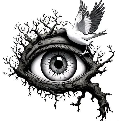 Poison Tree With Eye In Middle And A Dove