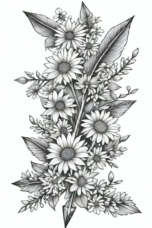 Long Arrow With Daisy And Aster Flower Bouquet