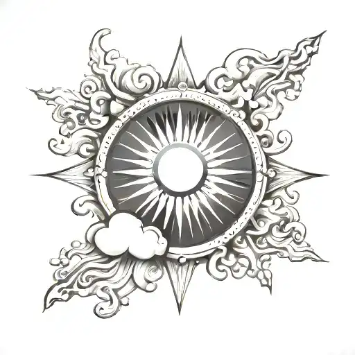 Detailed Sunny Background Sky With God Shining