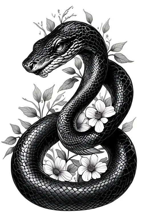 Snake With Tiny Flowers Intertwined Within