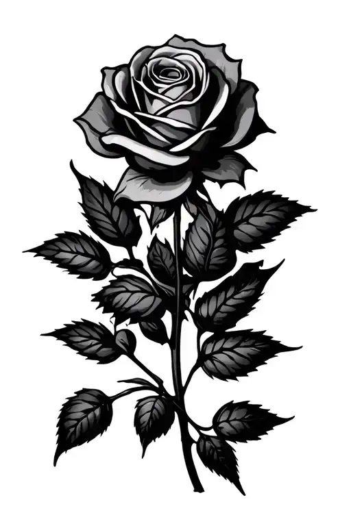 A Small Bouquet With A Rose And With Line Work And
